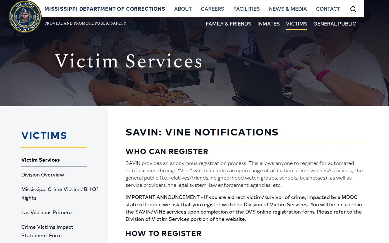 Official MS SAVIN coverage for Madison County VINELink release alerts
